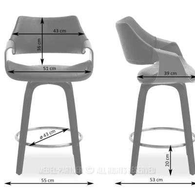 Barová židle NENET - černá / ořech