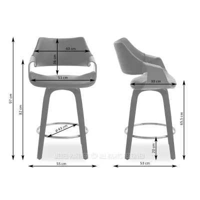 Barová židle NENET - černá / ořech