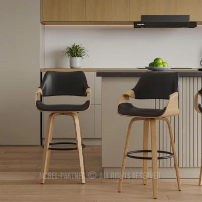 Designová barová židle NENET - dub / černá