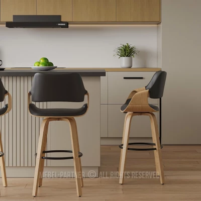 Designová barová židle NENET - dub / černá