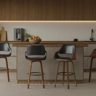 Designová barová židle NENET - ořech / černá