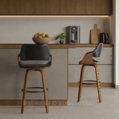 Designová barová židle NENET - ořech / černá