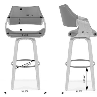 Designová barová židle NENET - ořech / černá