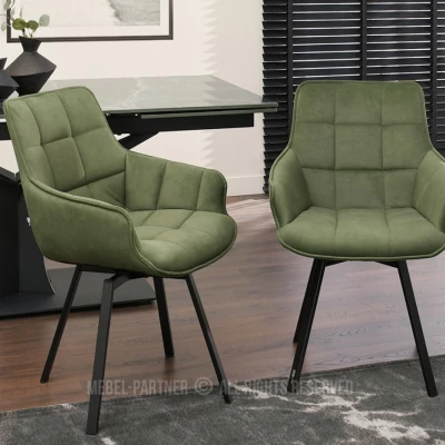 Jídelní židle LOVISA - tmavě zelená / černá