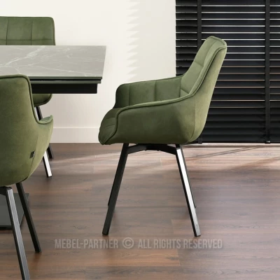 Jídelní židle LOVISA - tmavě zelená / černá