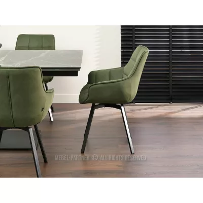 Jídelní židle LOVISA - tmavě zelená / černá