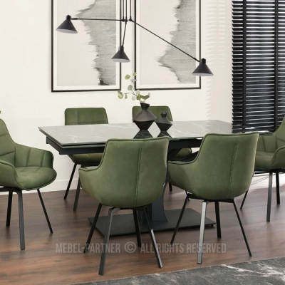 Jídelní židle LOVISA - tmavě zelená / černá