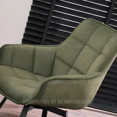 Jídelní židle LOVISA - tmavě zelená / černá