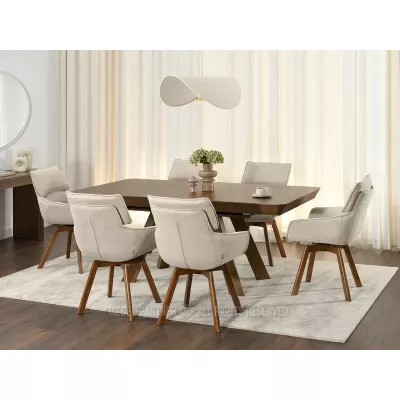 Čalouněná židle ARISAY - béžová / ořech