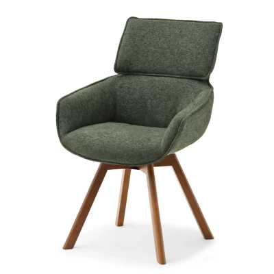 Čalouněná židle ARISAY - zelená / ořech