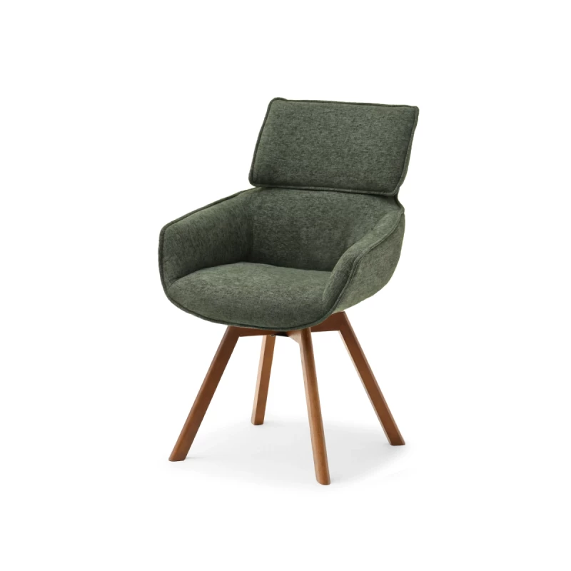 Čalouněná židle ARISAY - zelená / ořech