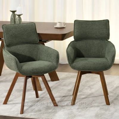 Čalouněná židle ARISAY - zelená / ořech