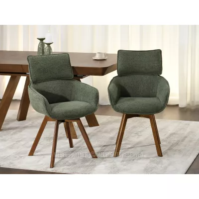 Čalouněná židle ARISAY - zelená / ořech