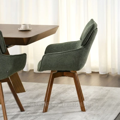 Čalouněná židle ARISAY - zelená / ořech