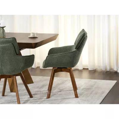 Čalouněná židle ARISAY - zelená / ořech