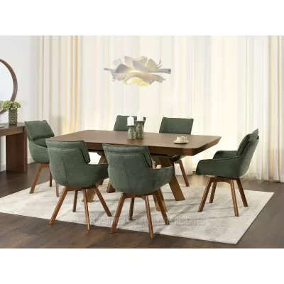 Čalouněná židle ARISAY - zelená / ořech