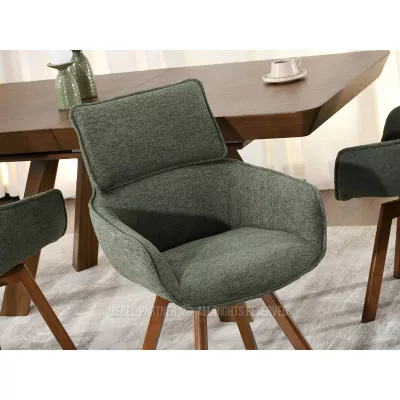 Čalouněná židle ARISAY - zelená / ořech