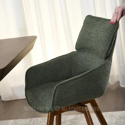 Čalouněná židle ARISAY - zelená / ořech