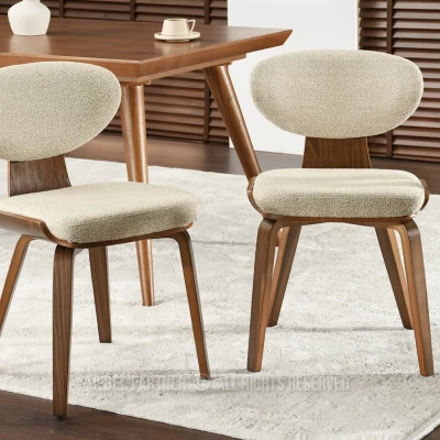 Jídelní židle GLENDA - béžová / ořech