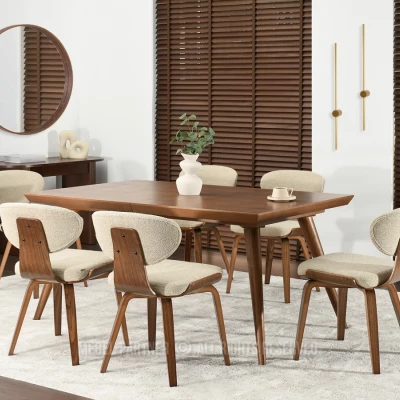 Jídelní židle GLENDA - béžová / ořech