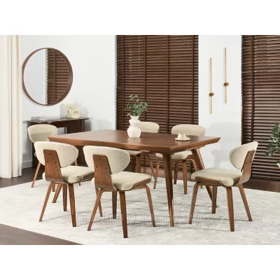 Jídelní židle GLENDA - béžová / ořech