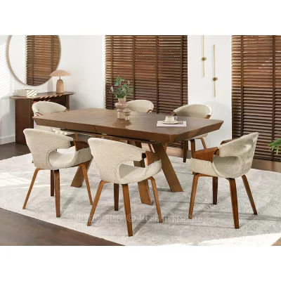 Jídelní židle DARLENIS - béžová / ořech