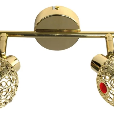 Stropní / nástěnné bodové světlo ARON - 2xG9, 40W, mosazné / červené