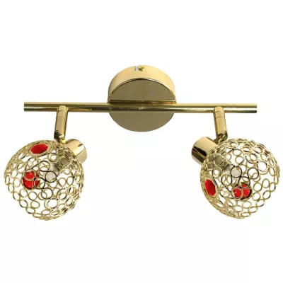 Stropní / nástěnné bodové světlo ARON - 2xG9, 40W, mosazné / červené