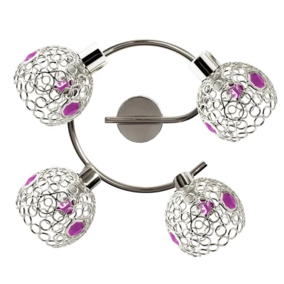 Stropní bodové světlo ARON - 4xG9, 40W, kruhové, chromované, fialové