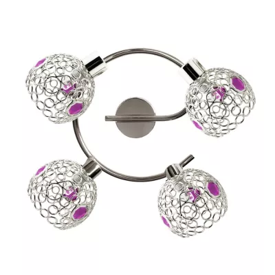 Stropní bodové světlo ARON - 4xG9, 40W, kruhové, chromované, fialové