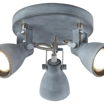 Bodové stropní industriální osvětlení ASH - 3xGU10, 40W, kulaté, matné šedé