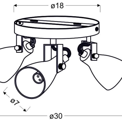 Bodové stropní industriální osvětlení ASH - 3xGU10, 40W, kulaté, matné šedé