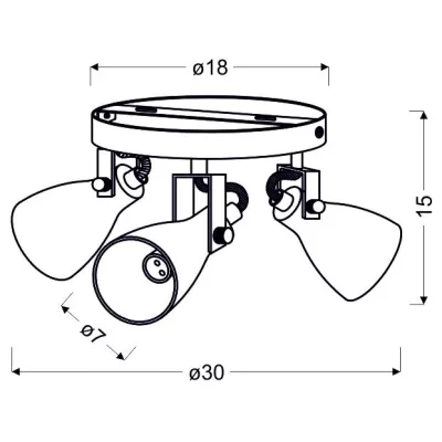 Bodové stropní industriální osvětlení ASH - 3xGU10, 40W, kulaté, matné šedé