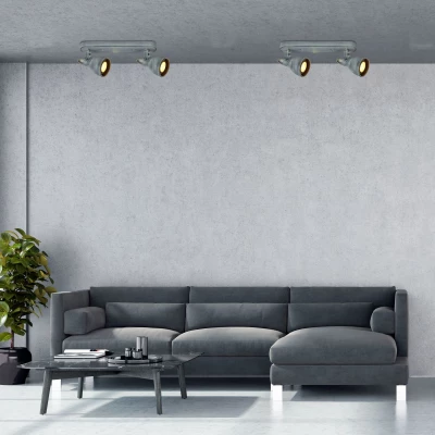 Bodové nástěnné / stropní industriální osvětlení ASH - 2xGU10, 40W, matné šedé