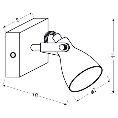Bodové nástěnné industriální osvětlení ASH - 1xGU10, 40W, matné šedé