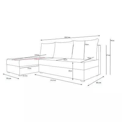 Moderní rohová sedačka HORTENZIE - světle hnědá / hnědá