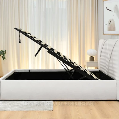 Čalouněná postel 160x200 KARLINA s úložným prostorem - krémová