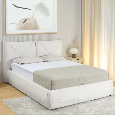 Čalouněná postel 160x200 KARLINA s úložným prostorem - krémová