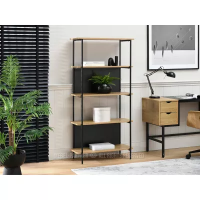 Úzký policový regál ELEMER - dub / černý