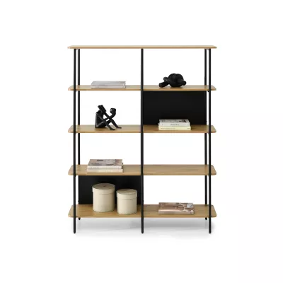 Široký policový regál ELEMER - dub / černý