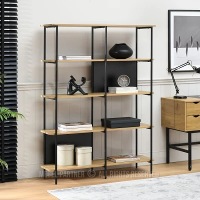 Široký policový regál ELEMER - dub / černý