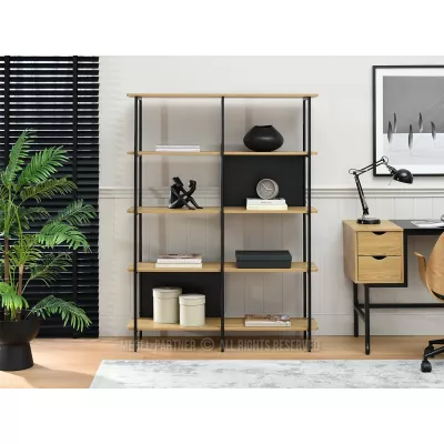 Široký policový regál ELEMER - dub / černý