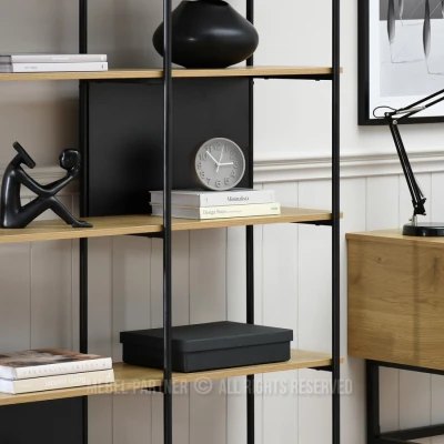 Široký policový regál ELEMER - dub / černý