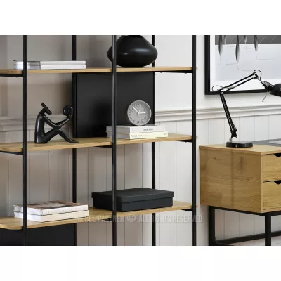 Široký policový regál ELEMER - dub / černý