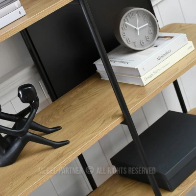 Široký policový regál ELEMER - dub / černý