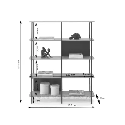 Široký policový regál ELEMER - dub / černý