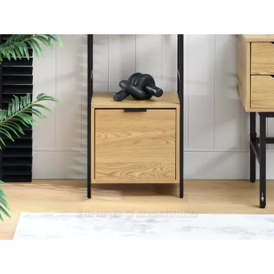 Úzký regál s dvířky ELIGIO - dub / černý