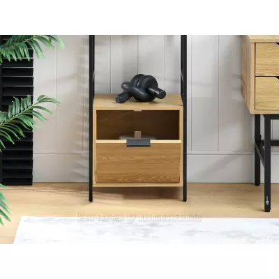 Úzký regál s dvířky ELIGIO - dub / černý