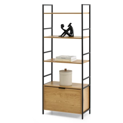 Regál s dvířky ELIGIO - dub / černý