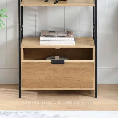 Regál s dvířky ELIGIO - dub / černý